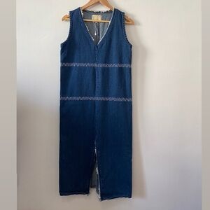 Haruka Denim Fringe sleeveless Boho Dress